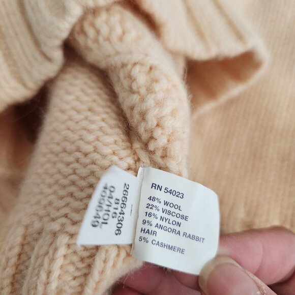 Vtg Y2K GAP Sweater Womens S Cable Knit Wool Angora Cashmere Blend Cropped Peach - Picture 5 of 14
